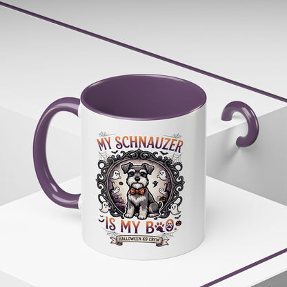 My Schnauzer Is My Boo Coffee Mug — Halloween Dog Lover Accent Mug