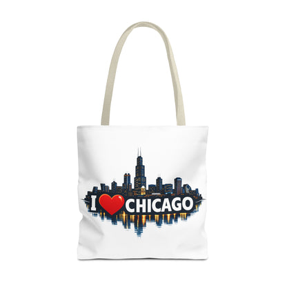 I  Chicago Skyline Tote Bag — Cityscape Reversible All-Over Print Tote