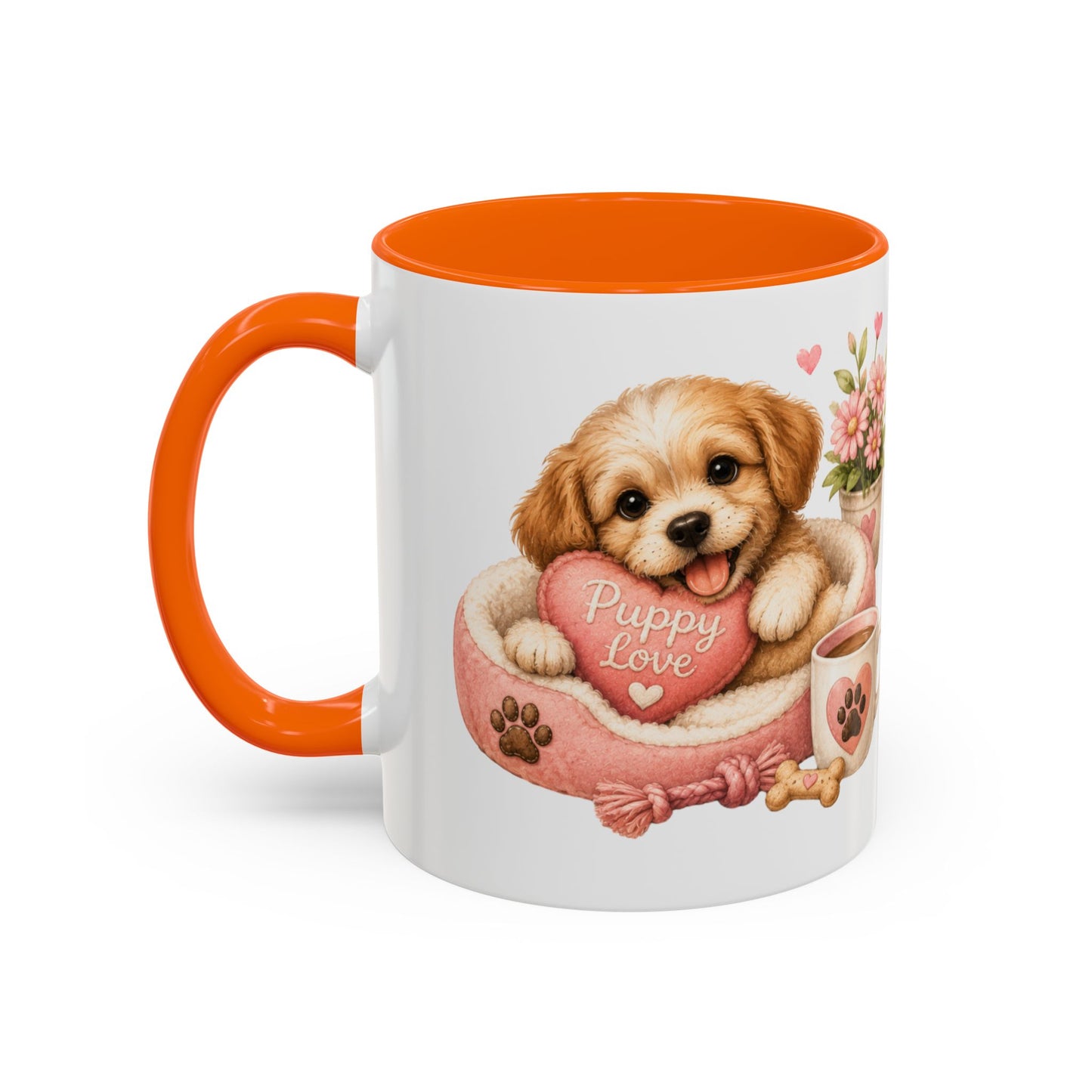 Puppy Love Coffee Mug — Cute Dog Heart Accent Mug (11/15oz)