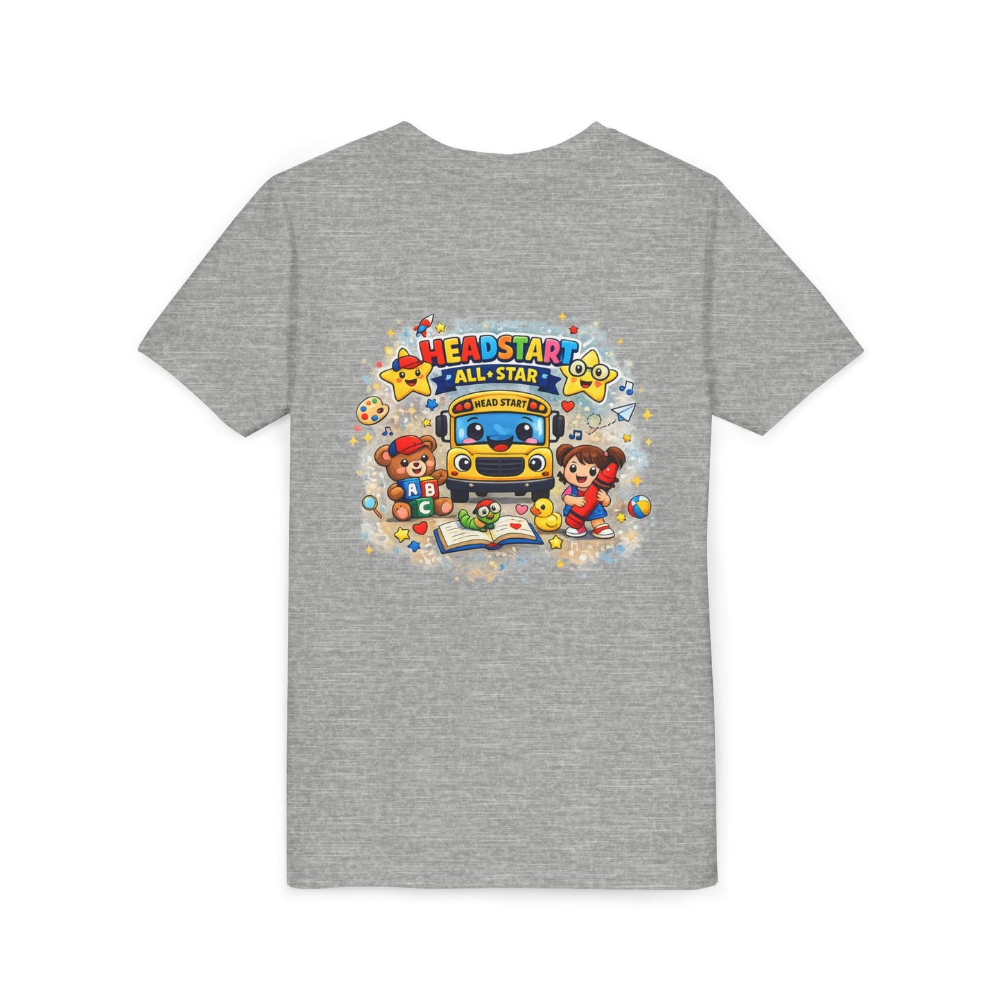Youth Tee — "Headstart All-Star" Cute School Bus & Characters Back-to-School Shirt
