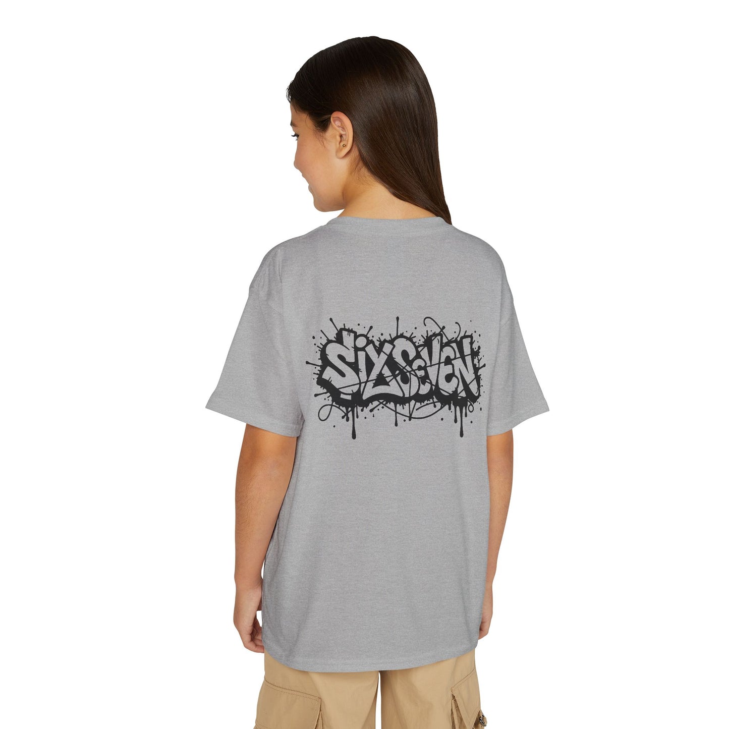 Youth T-Shirt — 'SixxSeven' Black Graffiti Drip Streetwear Tee