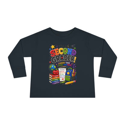 Toddler Long Sleeve Tee — "I'm a Second Grader!" Back-to-School Graphic Shirt