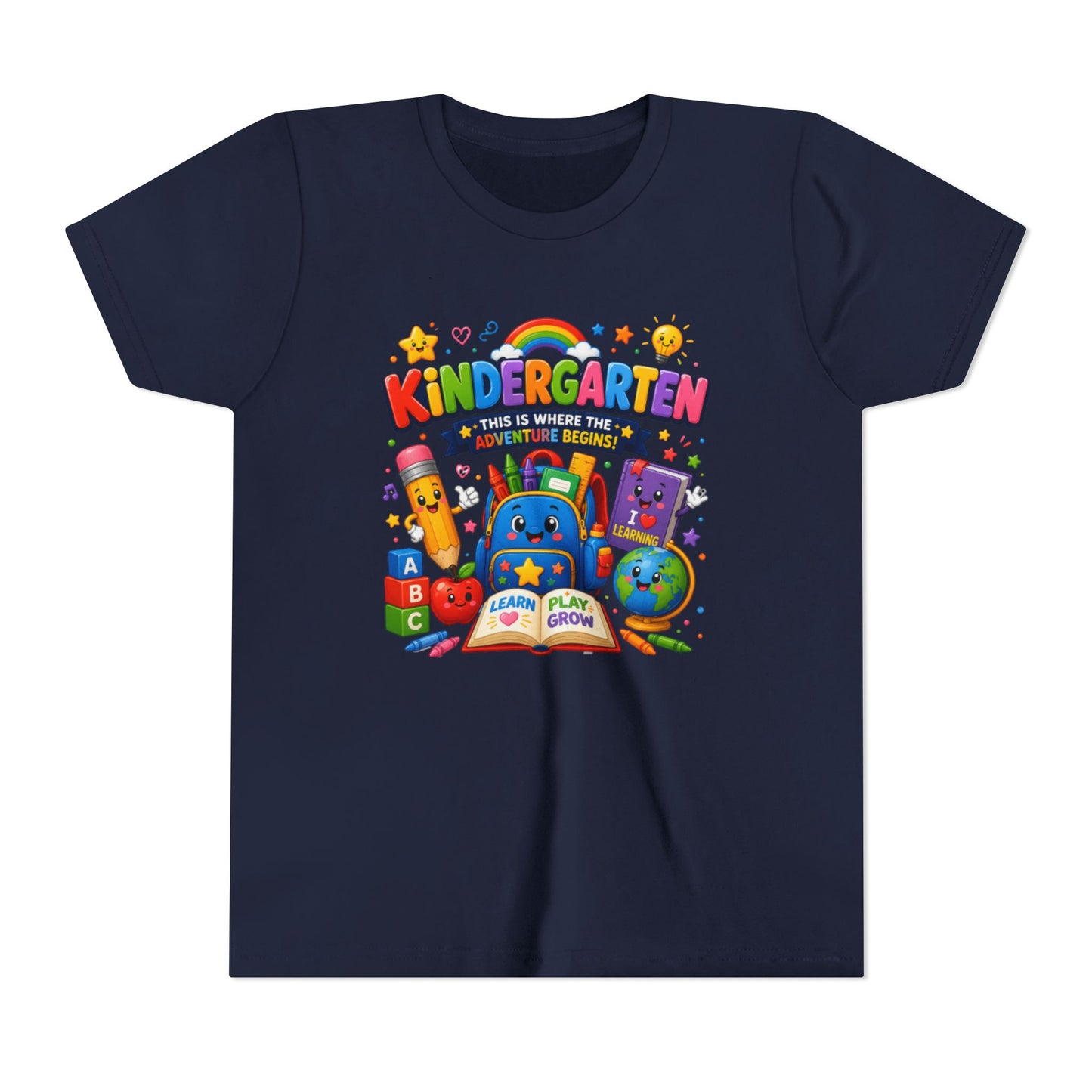 Kindergarten Kids T‑Shirt — 'Kindergarten: This Is Where the Fun Begins' Colorful Back-to-School Tee
