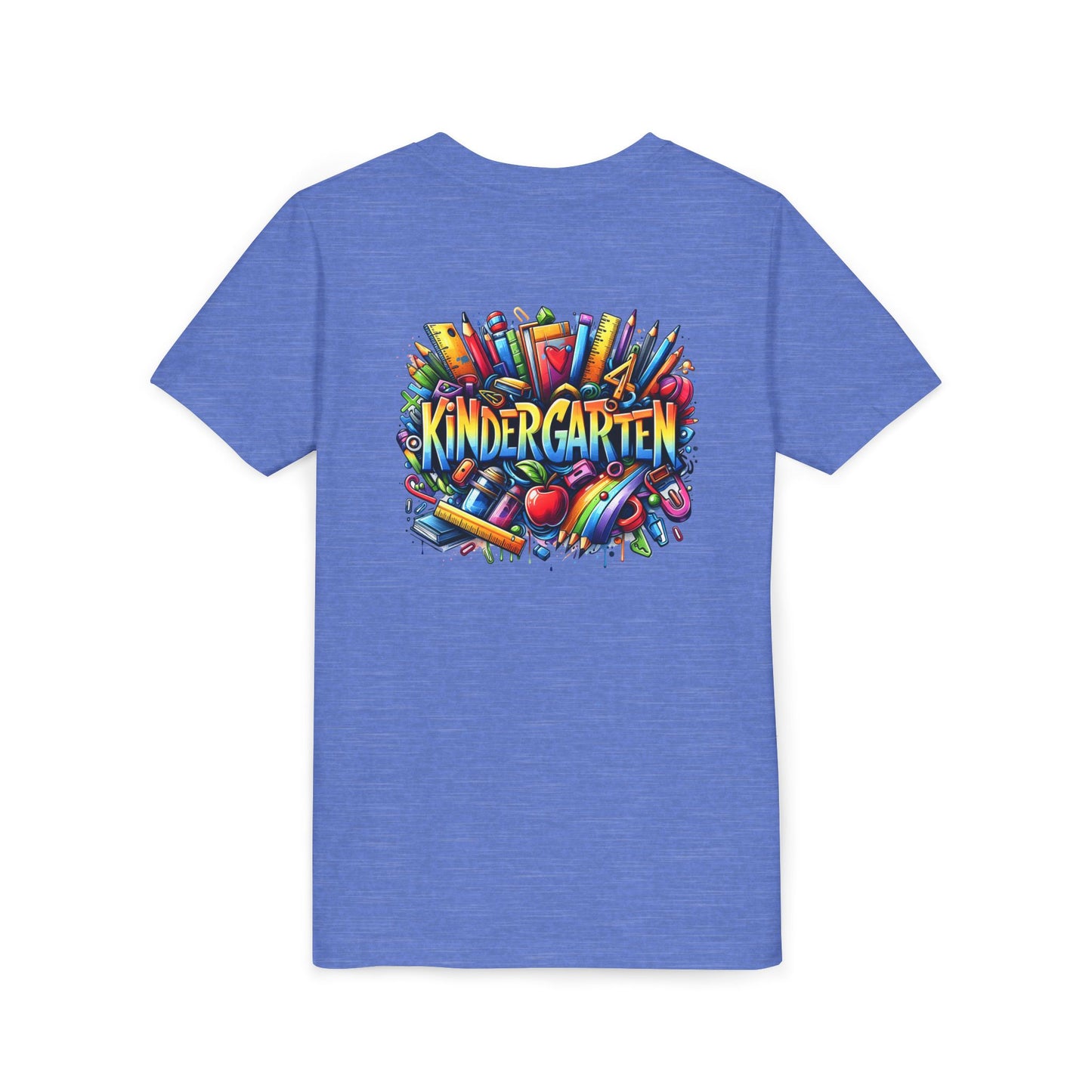 Kindergarten Colorful School Supplies Youth Tee — Back-to-School Kids T-Shirt