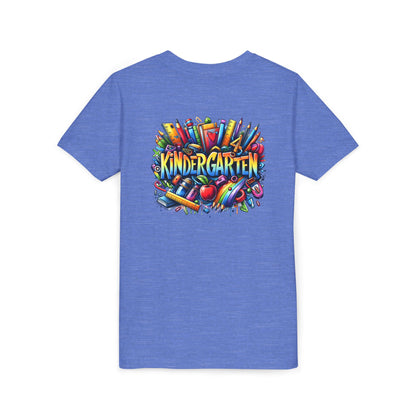 Kindergarten Colorful School Supplies Youth Tee — Back-to-School Kids T-Shirt