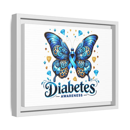 Diabetes Awareness Blue Ribbon Butterfly Matte Framed Canvas
