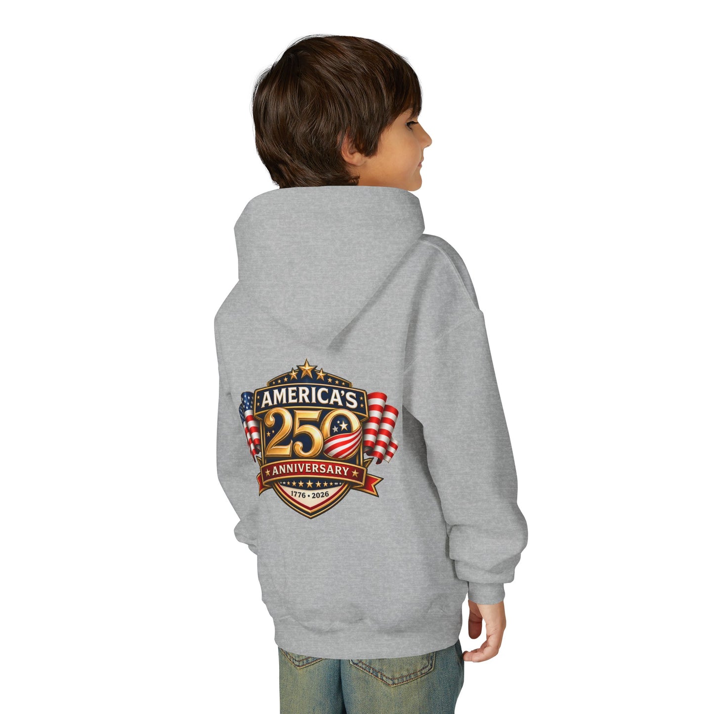 Youth Hoodie — "America's 250th Anniversary" Patriotic 1776-2026 Celebration Design