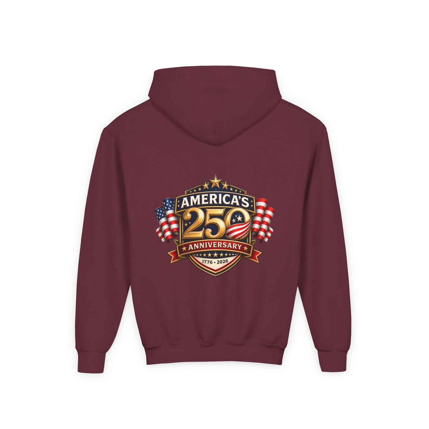 Youth Hoodie — "America's 250th Anniversary" Patriotic 1776-2026 Celebration Design