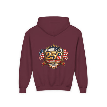 Youth Hoodie — "America's 250th Anniversary" Patriotic 1776-2026 Celebration Design