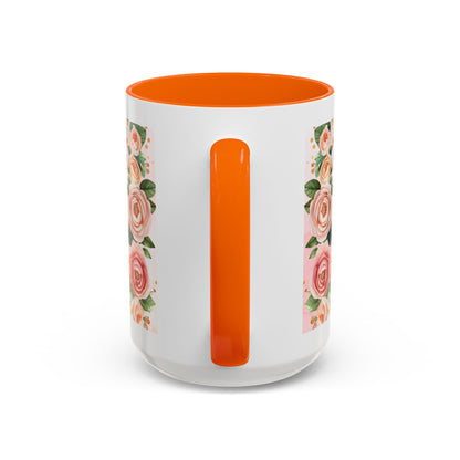 Mom Floral Accent Coffee Mug – Pink Rose Mother's Day Gift (11/15 oz)