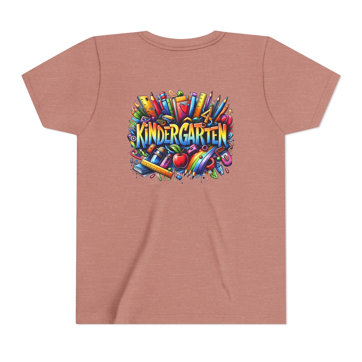 Kindergarten Colorful School Supplies Youth Tee — Back-to-School Kids T-Shirt