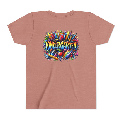 Kindergarten Colorful School Supplies Youth Tee — Back-to-School Kids T-Shirt