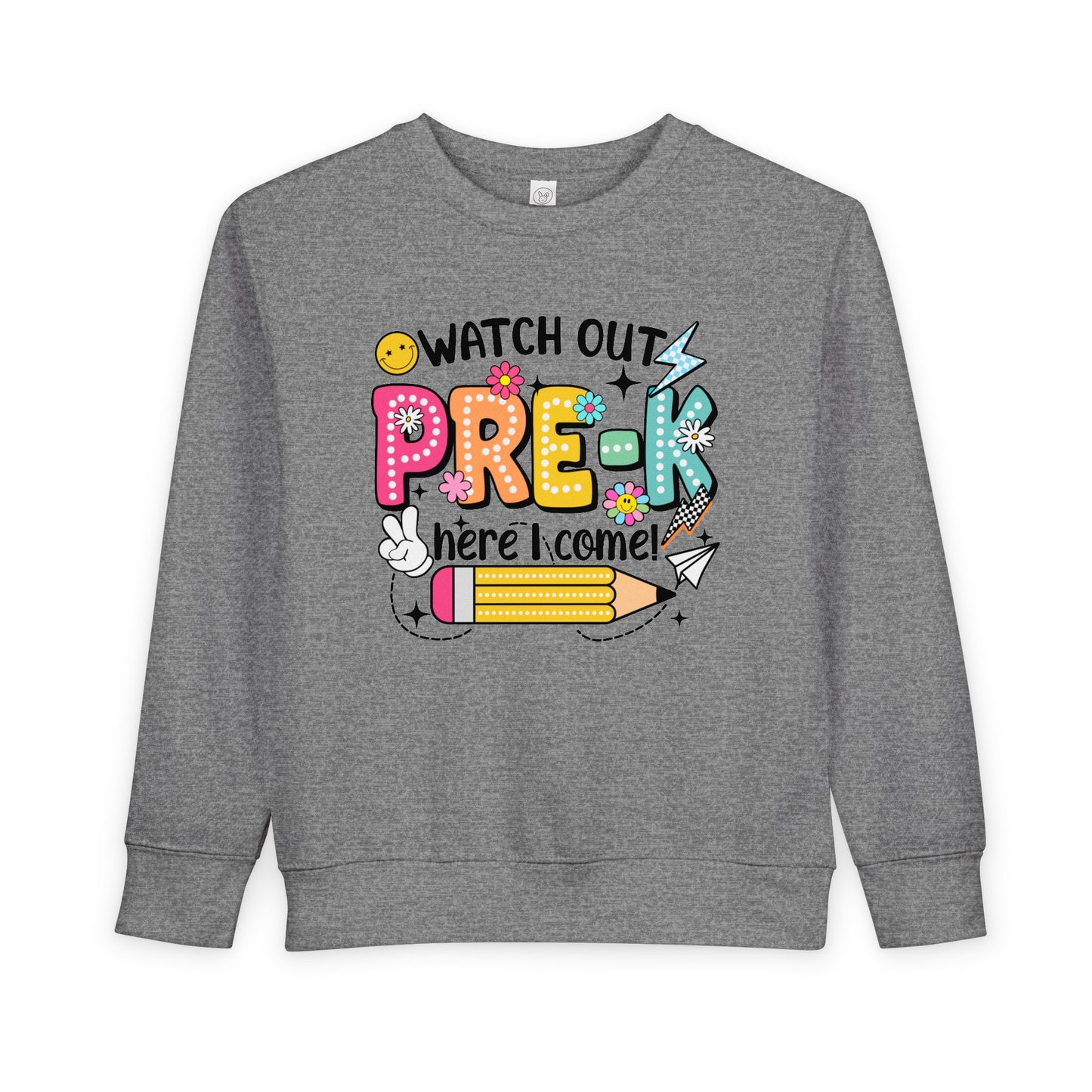 Toddler Sweatshirt — "Watch Out Pre-K Here I Come" Back-to-School Crewneck