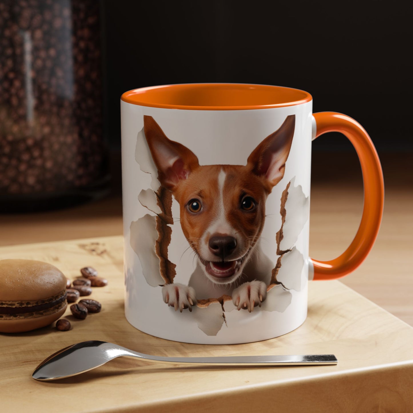Basenji Puppy Peeking Accent Coffee Mug — Cute Dog Lover Gift (11/15 oz)