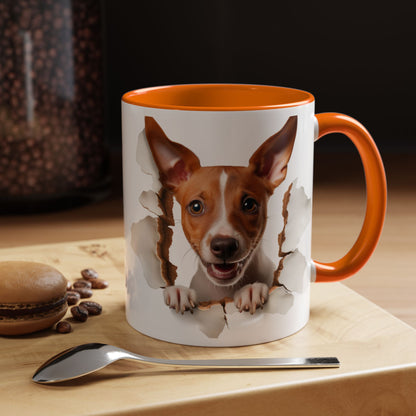 Basenji Puppy Peeking Accent Coffee Mug — Cute Dog Lover Gift (11/15 oz)
