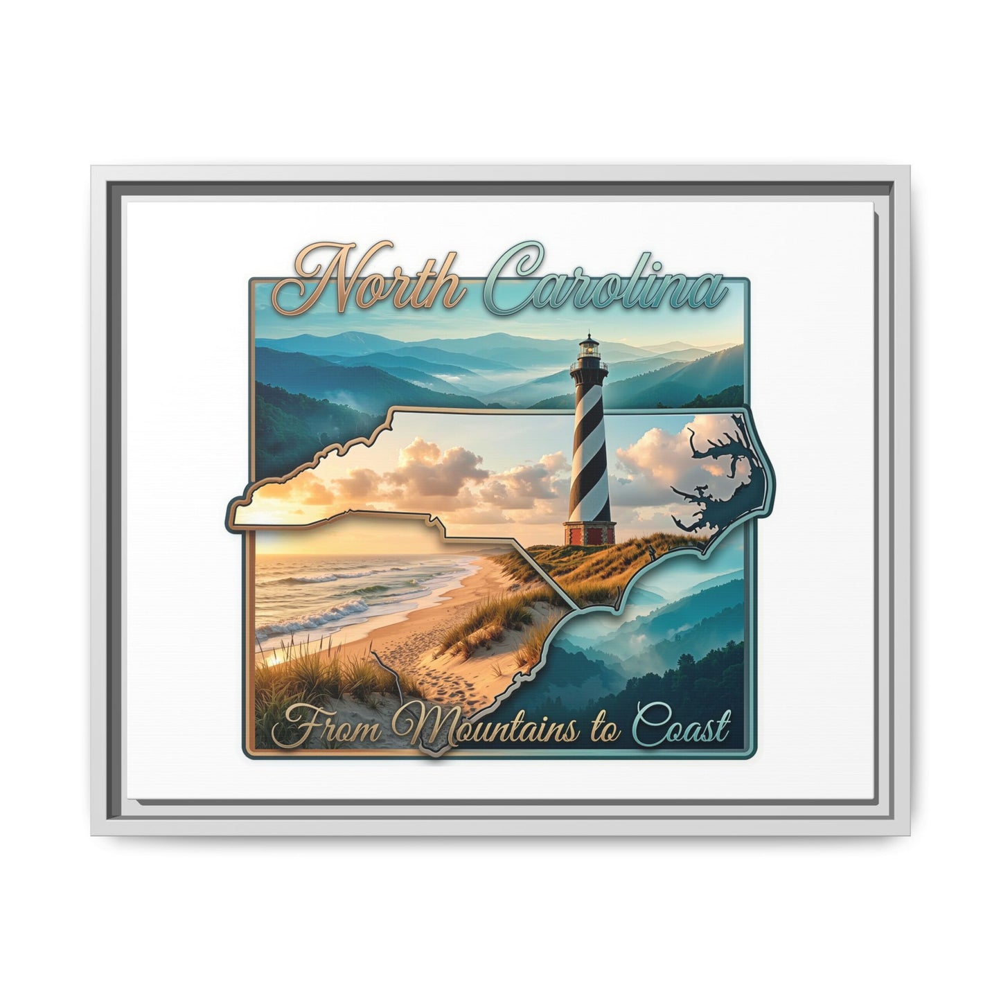 North Carolina Matte Canvas Wall Art — "From Mountains to Coast" Framed Print