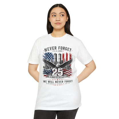 9/11 25th Anniversary 'Never Forget' Memorial T-Shirt