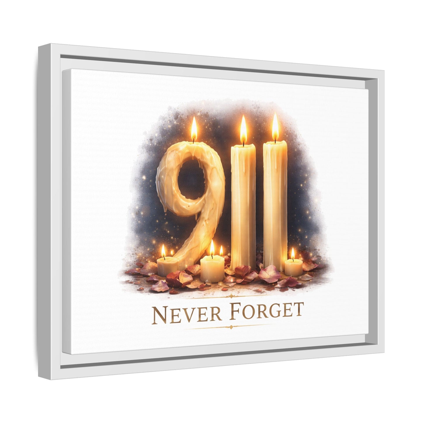 9/11 Never Forget Framed Canvas Print