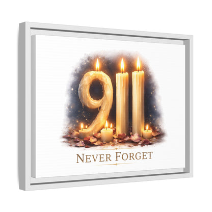 9/11 Never Forget Framed Canvas Print