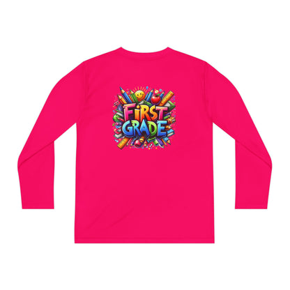 First Grade Youth Long Sleeve Tee — Colorful Back-to-School Shirt