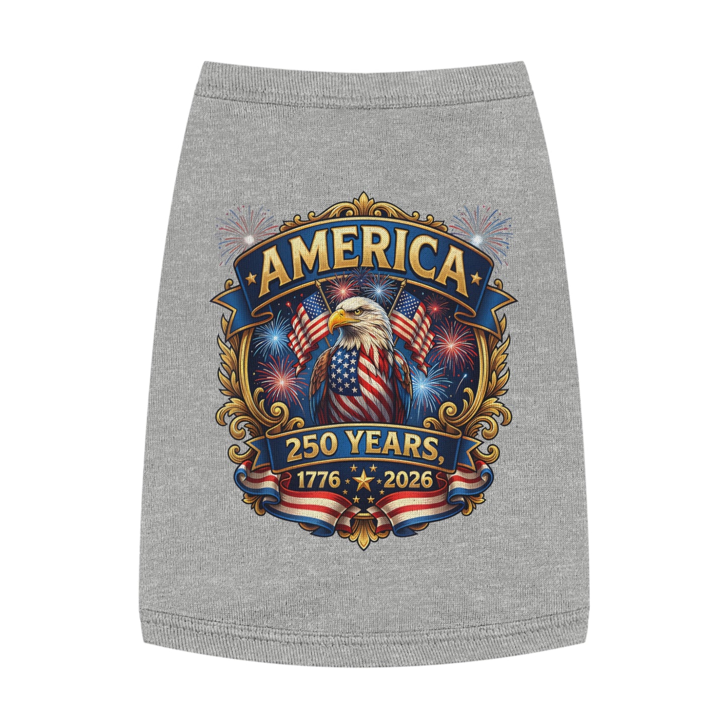 America 250 Pet Tank Top - 1776-2026 Patriotic Eagle & Fireworks