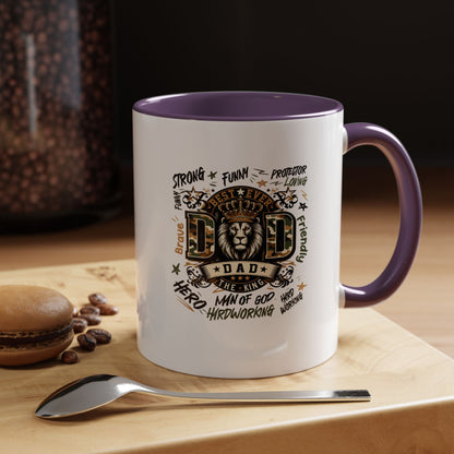 Dad King Lion Coffee Mug — 'Dad: The King' Accent 11/15oz Gift