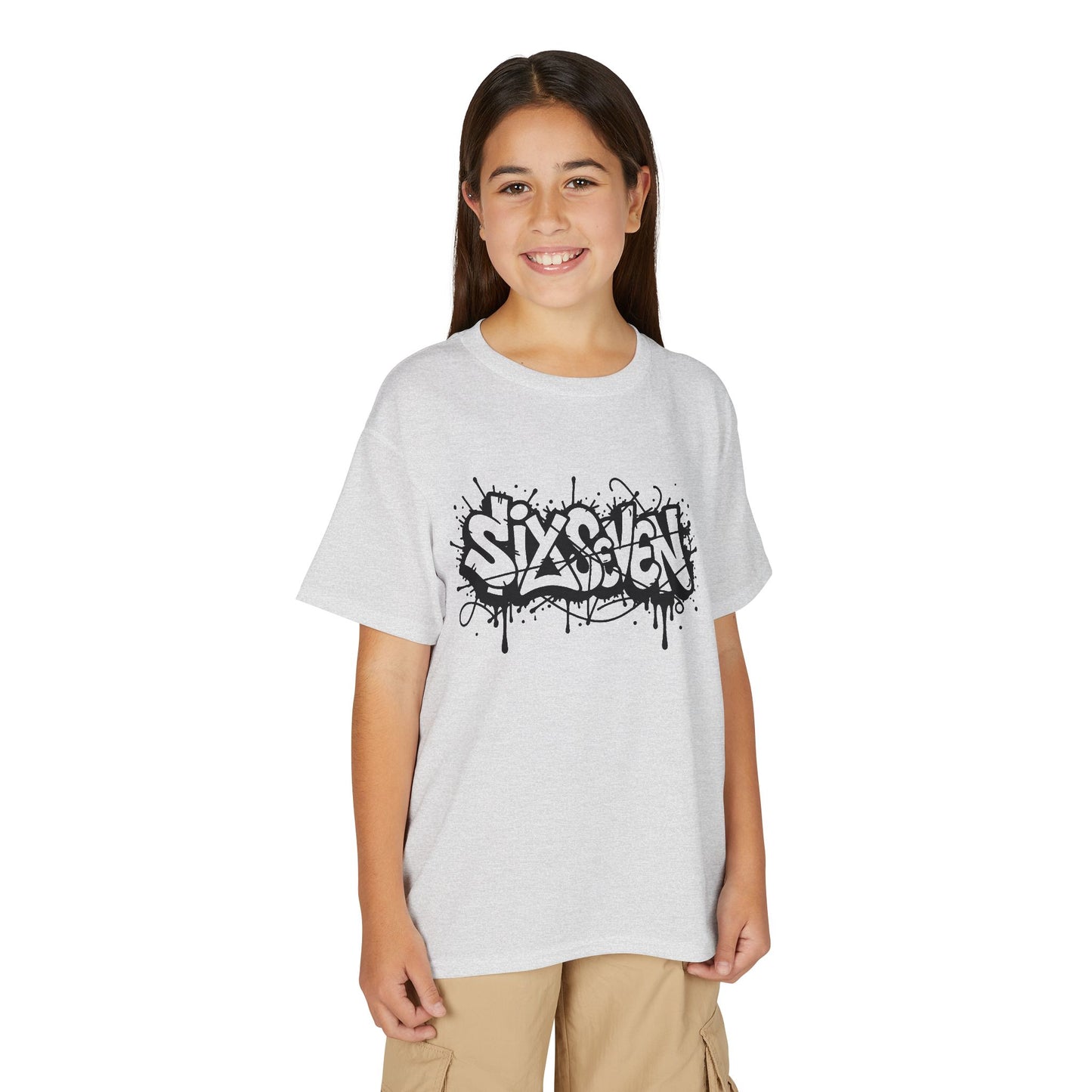 Youth T-Shirt — 'SixxSeven' Black Graffiti Drip Streetwear Tee