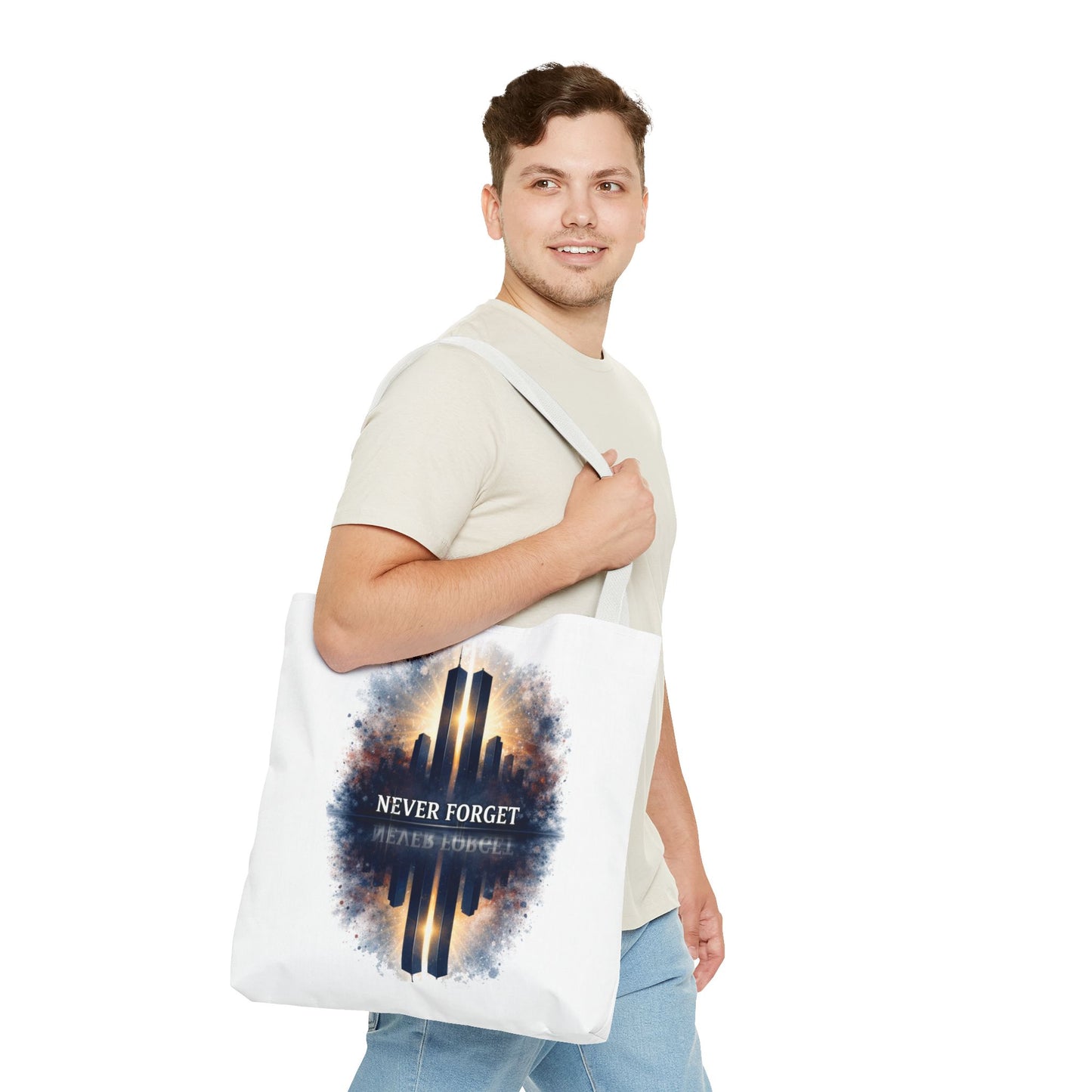 Never Forget Memorial Tote Bag — 9/11 Tribute Skyline All-Over Print
