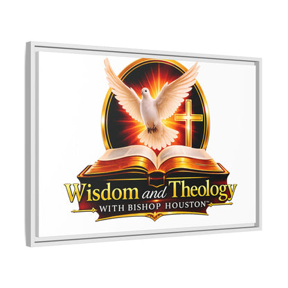 Framed Canvas Print — "Wisdom and Theology" Dove & Bible Wall Art
