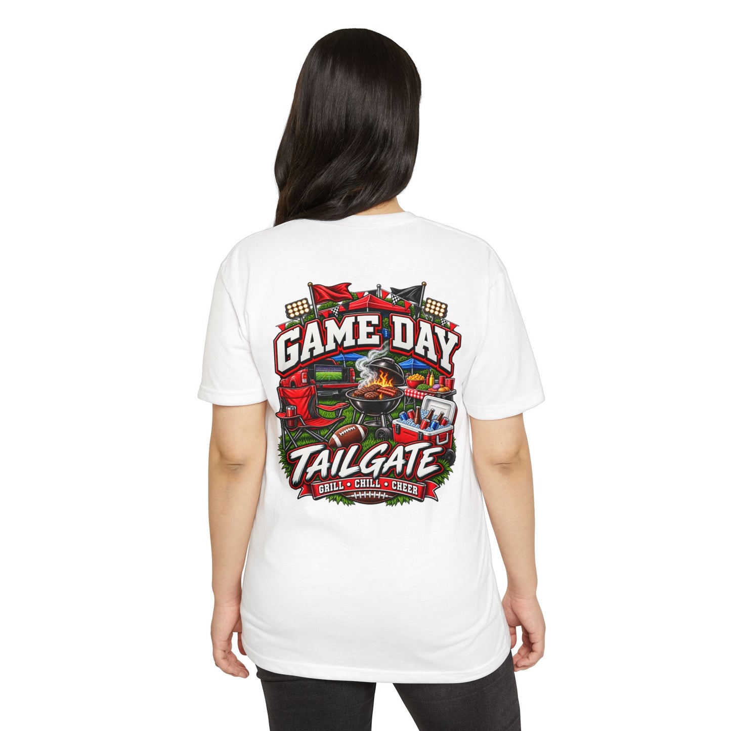 Game Day Tailgate T-Shirt — Grill, Chill & Cheer Football Tee