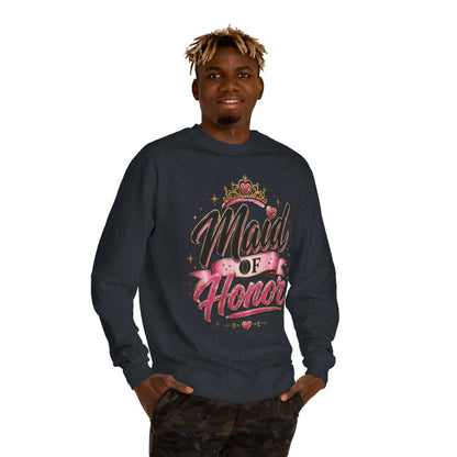 Maid of Honor Sweatshirt — Pink Script Bridal Party Crewneck