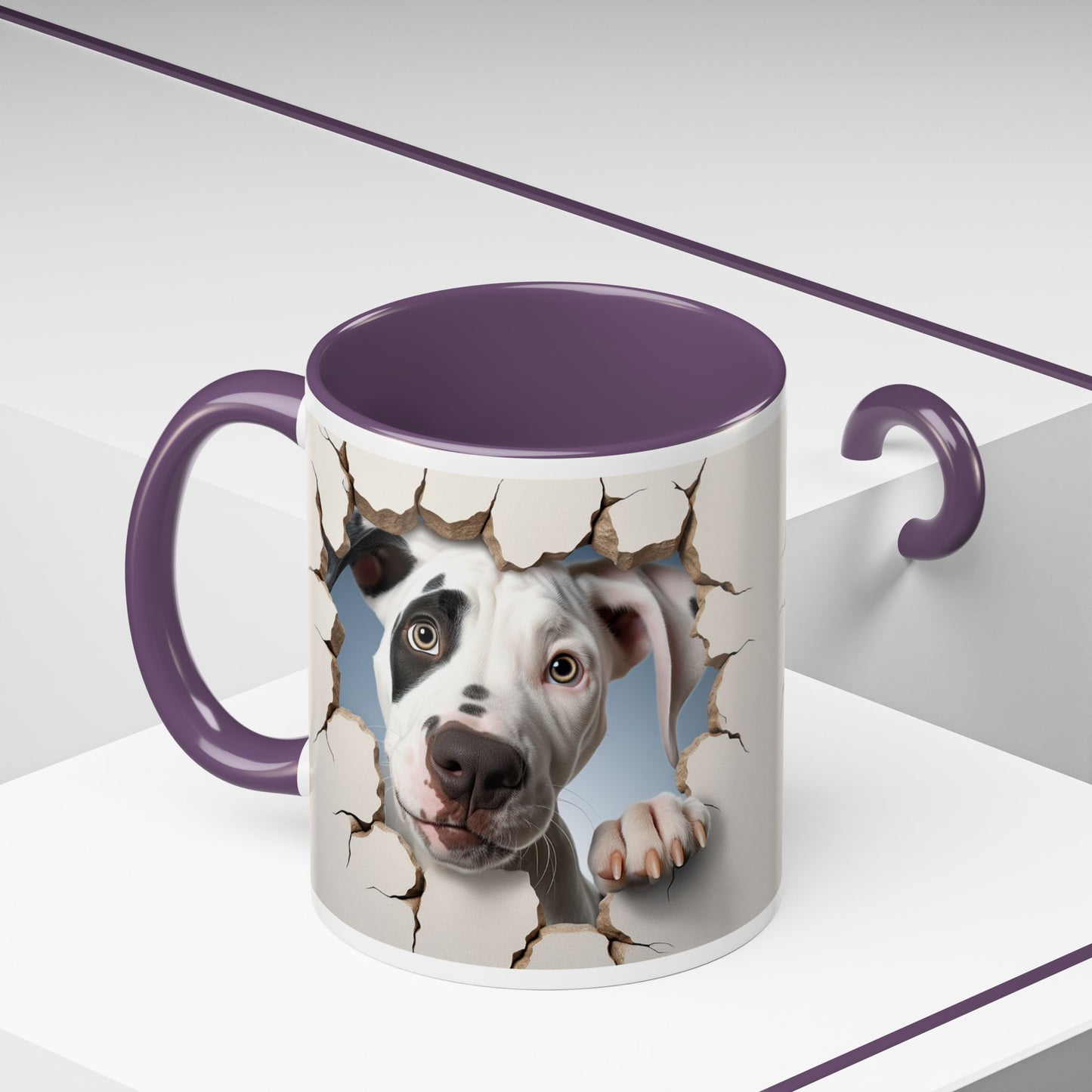 Pit Bull Peekaboo Accent Coffee Mug – Funny Dog Face Tear Design (11/15oz)
