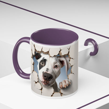 Pit Bull Peekaboo Accent Coffee Mug – Funny Dog Face Tear Design (11/15oz)