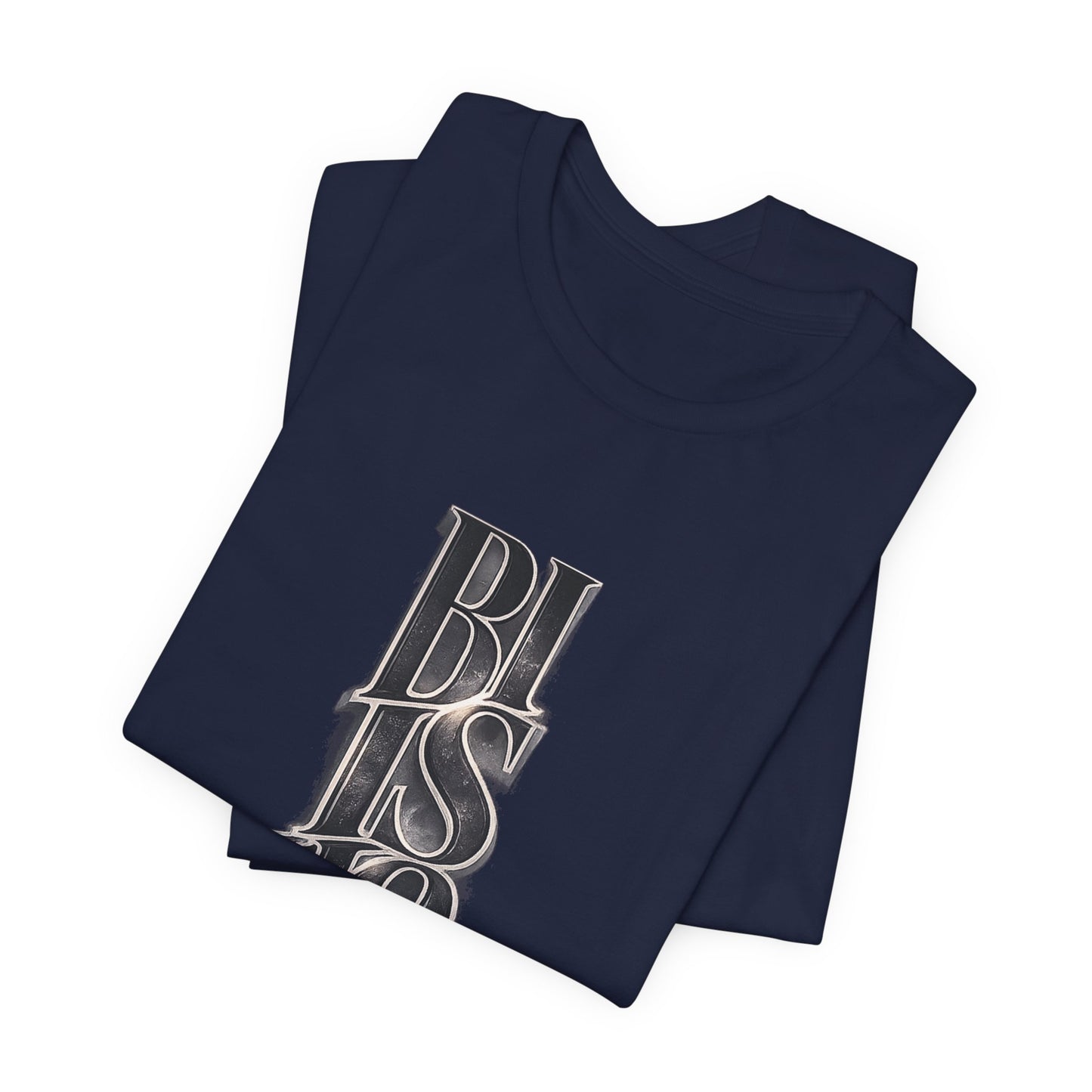 Bishop Vertical Script Tee — Vintage Gothic Lettering T-Shirt