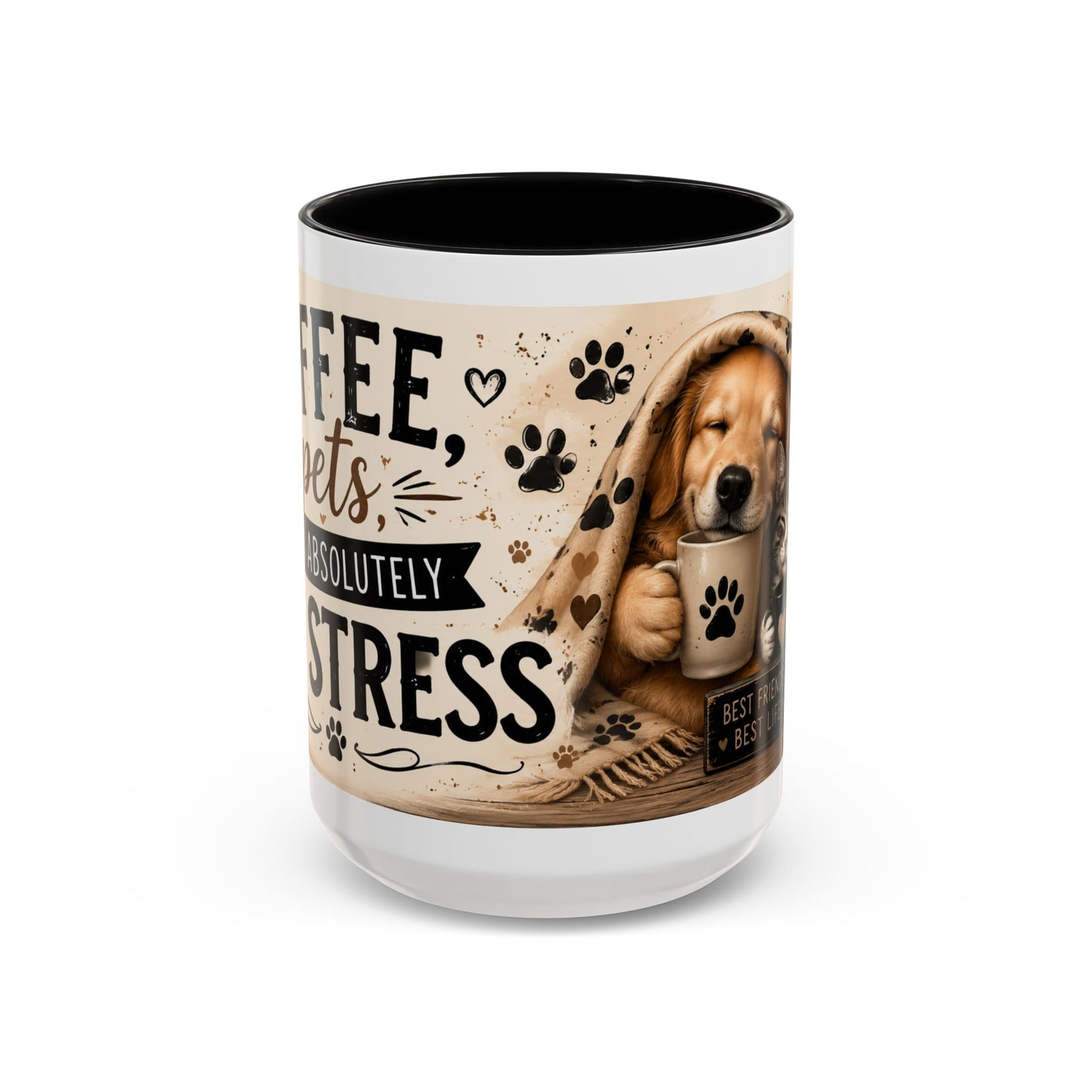 Dog and Cat Coffee Mug – "Best Friends, Best Life" Accent Tea Cup (11/15oz)