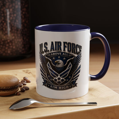 U.S. Air Force Eagle Coffee Mug – "Aim High" Accent Ceramic Mug (11/15oz)