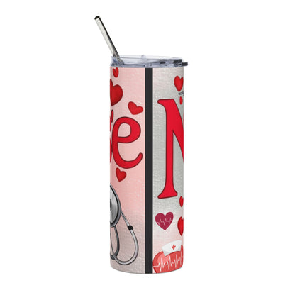 Nurse Hearts 20oz Stainless Tumbler - Medical Gift with Stethoscope & EKG Design