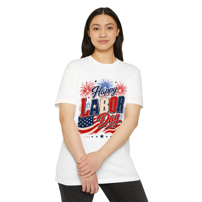 Labor Day T-Shirt — "Happy Labor Day" Patriotic Fireworks Tee