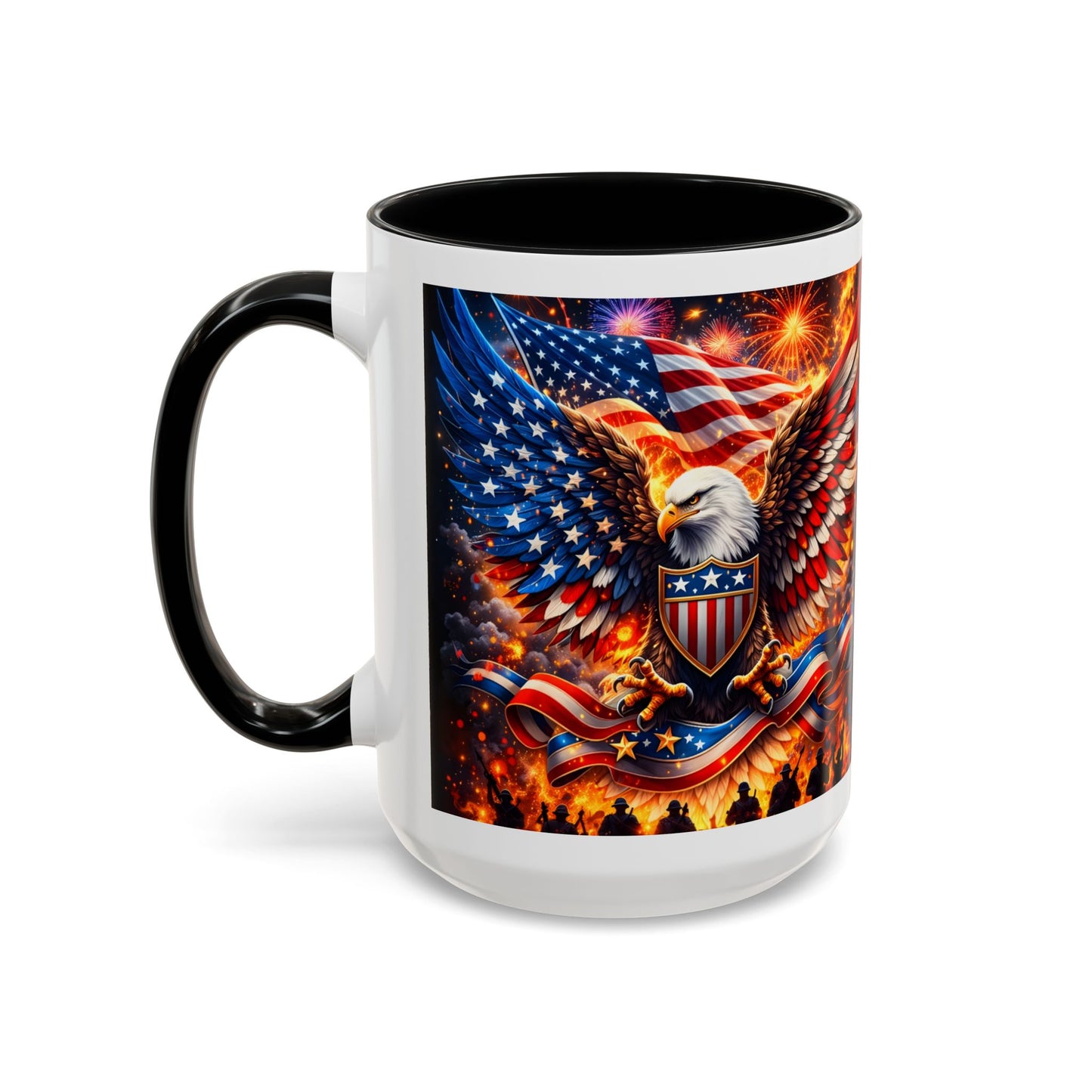 Patriotic Eagle Coffee Mug — American Flag Bald Eagle Accent Mug (11/15oz)