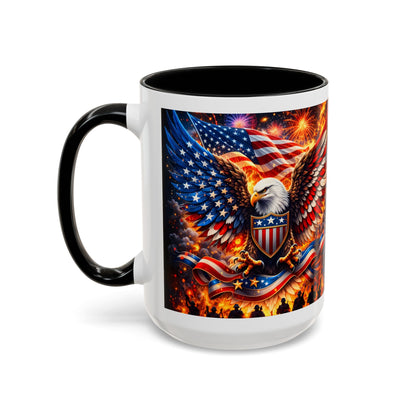 Patriotic Eagle Coffee Mug — American Flag Bald Eagle Accent Mug (11/15oz)