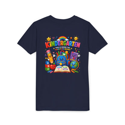 Kindergarten Kids T‑Shirt — 'Kindergarten: This Is Where the Fun Begins' Colorful Back-to-School Tee