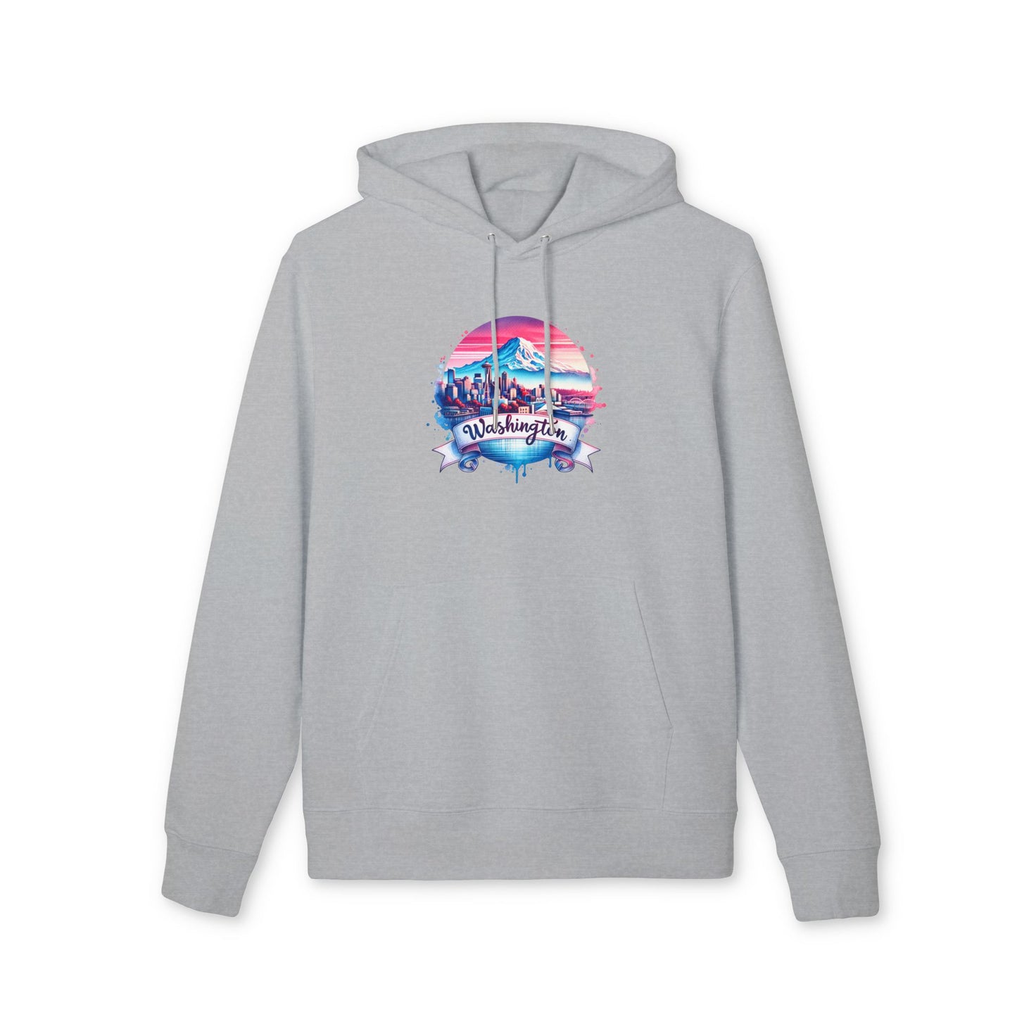 Washington State Skyline Hoodie — Retro Mt. Rainier Travel Pullover