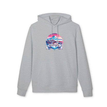 Washington State Skyline Hoodie — Retro Mt. Rainier Travel Pullover