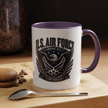 U.S. Air Force Eagle Coffee Mug – "Aim High" Accent Ceramic Mug (11/15oz)