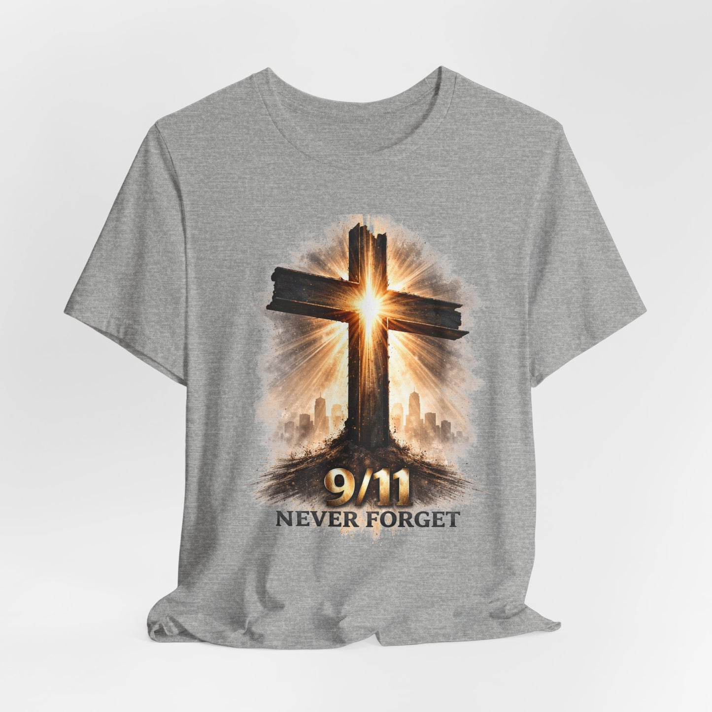 9/11 Never Forget T‑Shirt - Cross Memorial Tee