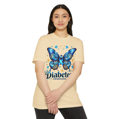 Diabetes Awareness Butterfly T-Shirt — Blue Ribbon Support Tee