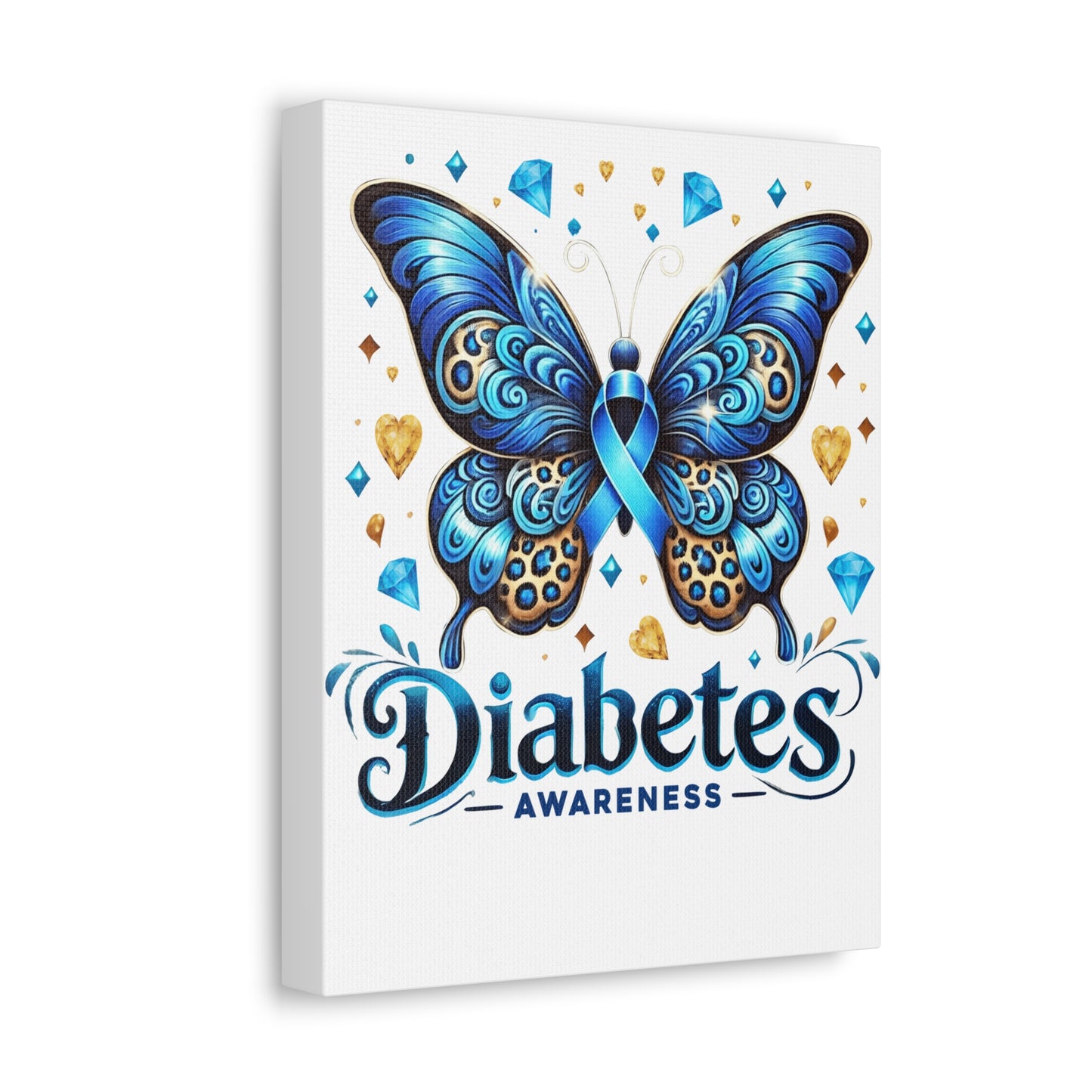 Diabetes Awareness Butterfly Stretched Canvas