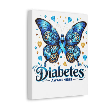 Diabetes Awareness Butterfly Stretched Canvas