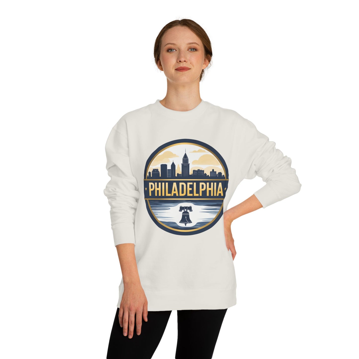 Philadelphia Skyline Crewneck Sweatshirt — Retro Liberty Bell Cityscape