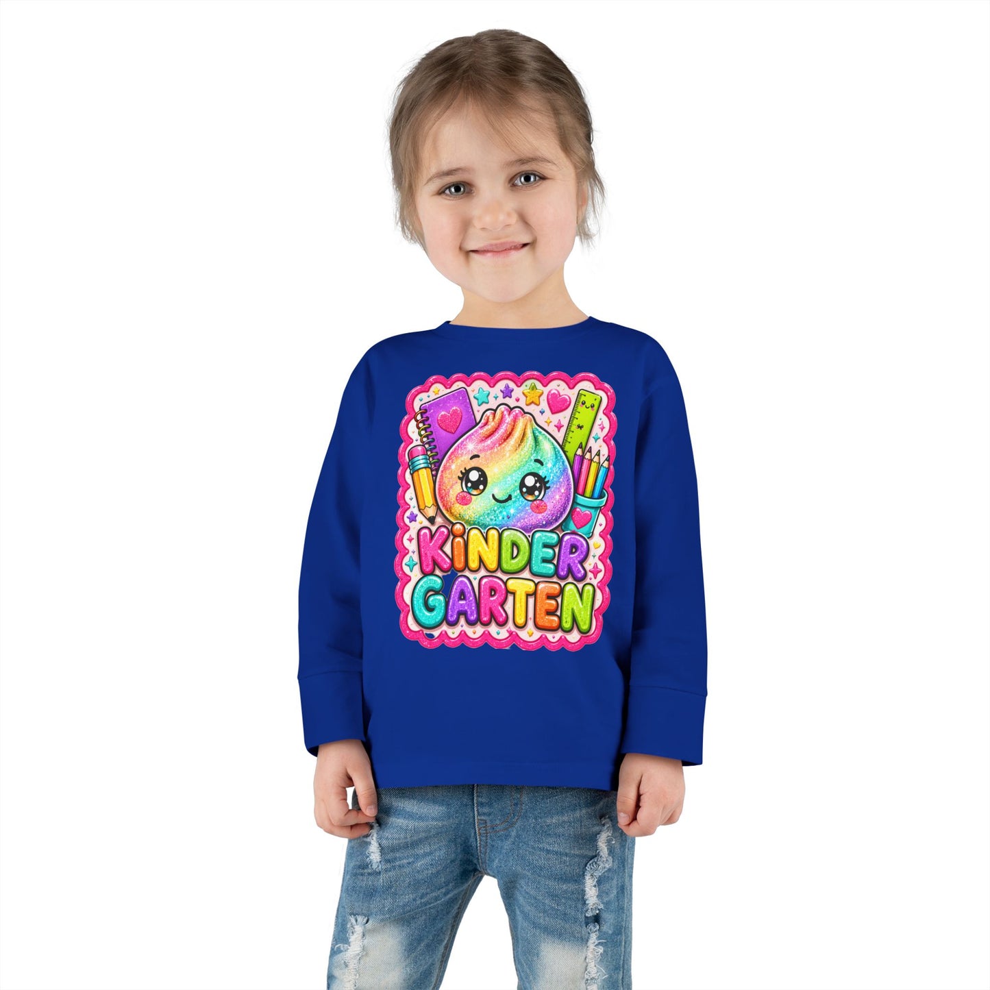 KinderGarten Cute Rainbow Character Toddler Long Sleeve Tee